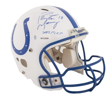 2003 Peyton Manning Game Used and Signed Indianapolis Colts Helmet MVP SEASON (Upper Deck Authenticated)